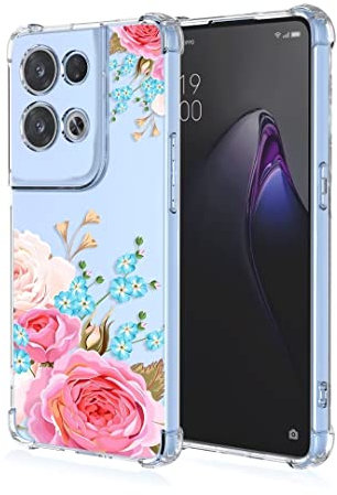 COMAKU Custodia per Oppo Reno 8 Pro 5G (Reno8 Pro 5G) trasparente con design morbido TPU antiurto sottile motivo floreale goffrato Cover posteriore protettiva - Fiore