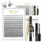 Individual Lashes 144 Cluster-Lashes QUEWEL DIY Eyelash Extensions Kit, Clusters-Eyelash Applicator, Cluster Lashes Bond and Seal Super Hold, Clusters Lash Glue Remover Easy to Remove(QU-RR-DH-02)