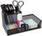 EasyPAG Office Mesh Desk Tidy Versatile Stationery Storage Desktop Sticky Note Organiser Pen Holder,Black