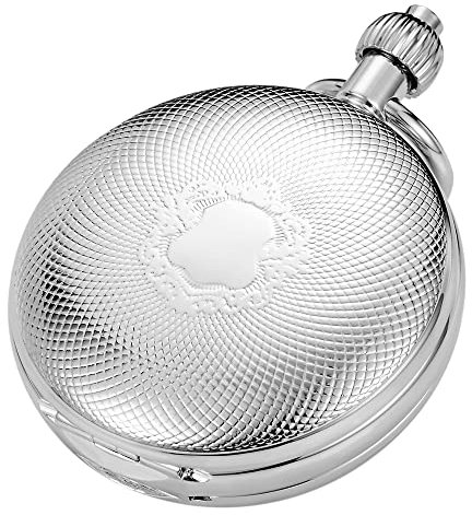 Tiong Double Hunter Mechanische Taschenuhr mit Datumskalender, doppelte offene römische Ziffern, Herren-Taschenuhr mit Kette und Box