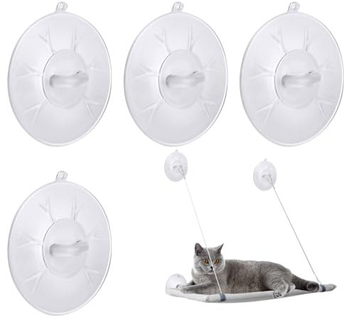 4 Pieces Cat Window Perch Suction Cup, Powerful Cat Window Bed Seat Replacement Suction Cup, Clear PVC Sucker Pads, 2 Styles