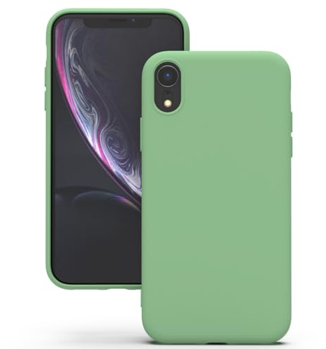 YATWIN Hülle für iPhone XR, Silikon Handyhülle mit Futter, 1mm Kamera und Displayschutz, Dünn & Leicht, Anti Kratzer Case, Mintgrün