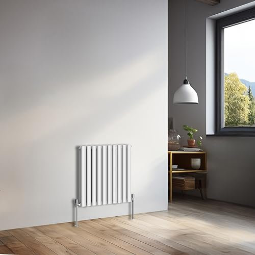 NRG 600x590mm Horizontal Oval Double Panel Radiator Heater Column Radiator Central Heating Radiators Gloss White