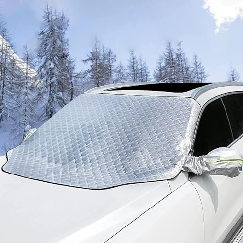 PARREN Scheibenabdeckung für Opel Corsa 2000-2023, Auto Frontscheibenabdeckung, Magnetische Schneeabdeckung mit Seitenspiegelabdeckung, Schnee, EIS, Frost, Sonne, UV-Staub, Wasserfest