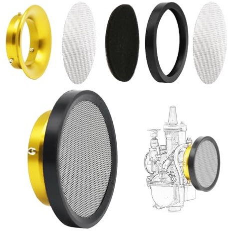 Filtro aria per carburatore Carb Velocity Stack in lega di alluminio con filtro in spugna e maglia in acciaio per PWx21-30mm (oro, 50mm)