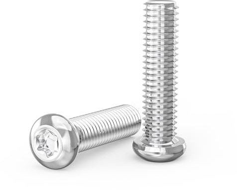 ORTAVA Lot de 10 vis à tête bombée à six pans creux/Torx ISO 7380, vis M6 x 25 mm en acier inoxydable A2 V2A, vis à tête demi-ronde, vis à tête plate, vis de machine