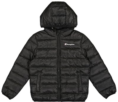Champion Jungen Legacy Outdoor B (306868) - Wr Light Cirè 40gr Small Script Logo Hooded Anzugjacke, Schwarz (Kk002), 7-8 Jahre EU