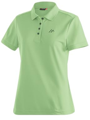 Maier Sports Ulrike, Damen Poloshirt, Leichtes Piqué-Funktionspoloshirt für Wandern und Freizeit, dryprotec Technologie, Atmungsaktiv, NFC-Chip für einfaches Recycling, Grün, 38