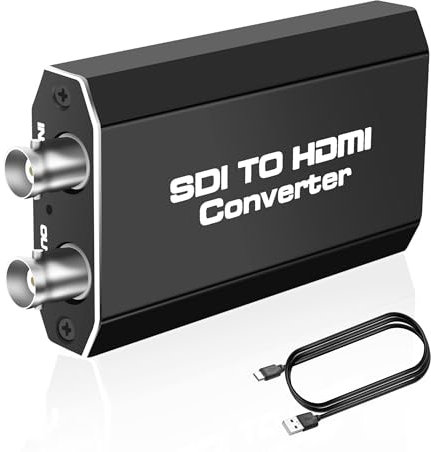 MEIRIYFA Convertitore SDI a HDMI, convertitore SDI a HDMI 1080P con Supporto Uscita Loop SDI Formato 3G-SDI, HD-SDI, SD-SDI per Fotocamera Monitor proiettore SDI