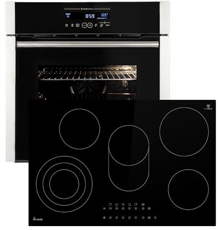 Conjunto: 60cm Horno electrico empotrable EB8016ED + 77cm Placa vitrocermica KK7705RL | Catálisis | Rotisserie | Función Pizza | Parrilla | Aire caliente | Extracciones telescópicas | SET8016KK77RL