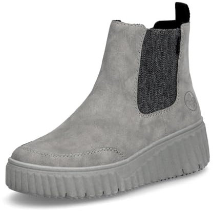 Rieker Damen Chelsea Boots N2553, Frauen Stiefeletten, lose Einlage,Winterschuhe,gefüttert,Stiefel,Bootee,Booties,grau (40),40 EU / 6.5 UK