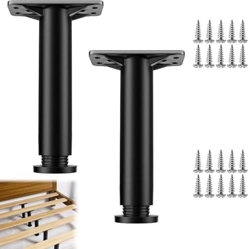 Patas para Muebles Regulables, Negras Metalicas Mueble Regulables, Patas Pies de Soporte, 2 Piezas 22-42cm Patas Regulables para Sofás Muebles Mesa Silla Escritorio Cocina Gabinete Cama