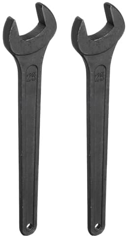 sourcing map 2pcs Single Open Ended Spanner Wrench, 25mm, Thicken Carbon Steel Open End Wrench Tool for for Automotive Repair and Furniture Assembly, Black