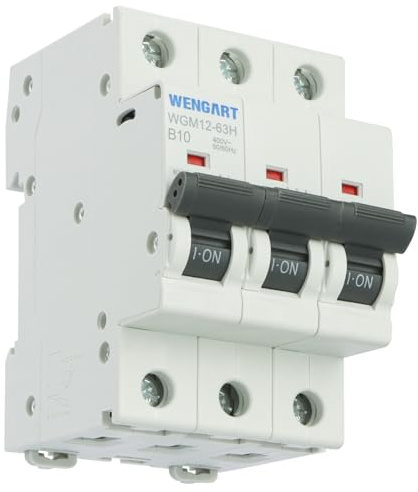Wengart Leitungsschutzschalter 3-polig B10 – 6kA Sicherungsautomat für Wohn- & Steuerungsbau – Optimiert für Phasenschienen-Montage – Zuverlässiger Leitungsschutz AC 230V/400V – WGM12-63H