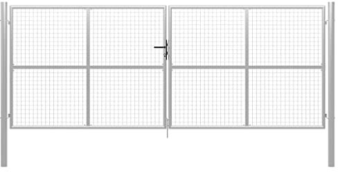 Hommdiy Gartentor Zauntor Gitterzaun Tor,Silber,415 x 200 cm