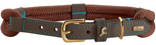 HUNTER Hundehalsband Malia, Farbe: Schokobraun/Dunkelbraun, aus geschmeidigem Tau & robustem Leder, leicht, strapazierfähig, moderner & eleganter Look, frische Farben, Made in Germany, Größe: 65