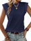 Zeagoo Top Damen Sommer Locker Cap Ärmel Tank Top Basic Tops für Damen Sommertop Elegant Rundhals Ärmellose Bluse Marineblau XXL