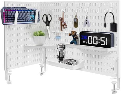 Easyhomie Schreibtisch Stecktafel Kombination Set mit 3 Stecktafeln (42x30cm) + 18 Zubehör für Organisation und Dekoration, Freie Kombination und Einfache Installation