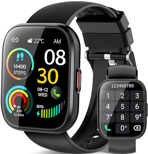 VKROBAG Smartwatch Herren Damen, 1,85'' HD Smart Watch mit Telefonfunktion, 112+ Sportmodi Fitnessuhr mit Puls-Schlaf-Monitor Schrittzähler, DIY Zifferblatt, IP68 Wasserdicht Sportuhr für Android iOS