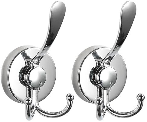 Greyoe 2 pièces Ganci Ventosa Bagno, Ganci a Ventosa Super Resistenti, Gancio Ventosa, Robusti Ganci a Ventosa per Bagni, Cucine e Altro, Acciaio Inossidabile, Portata Fino a 5 kg, Argento