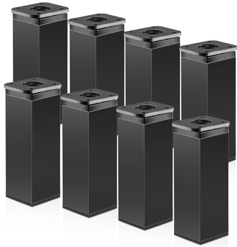 BALLSHOP 8 Stück Möbelfüße Verstellbar, 40 x 40 x 120mm (+20mm) Höhenverstellbar Vierkant-Profil Schrankfüsse, Füße Möbel mit Elegantes Design für Schränke Kommode Sofa