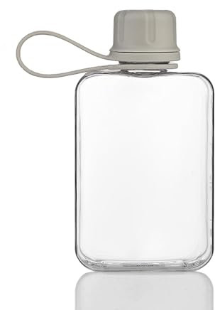 8.2 oz/240 ml Flat Travel Water Bottle, BPA Free Tritan Reusable Plastic Water Bottles Square Water Bottle Plastic Flask Pocket Water Bottle for Camping, Fitness, Outdoor Sports, Fits Purse and Pocket