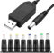 USB to DC 9V Cable 1M Universal USB to DC Power Chager Cord 5.5 X 2.1mm Plug Adapter with 8 Interchageable DC Connectors 9V Fast Charging Cable DC Adapter Compatible for Laptops Router Keyboard Toys