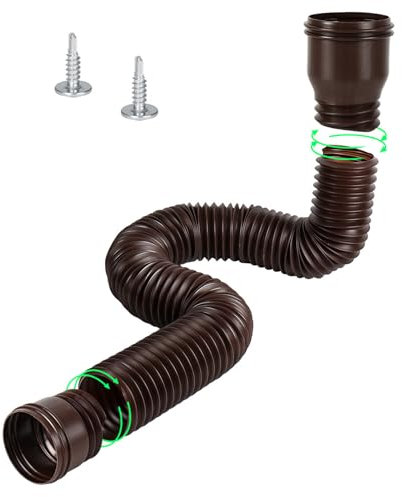 Bocguy Regenrinne Fallrohr, 1 Stück Dachrinne Flexible Fallrohr Verlängerung, Fallrohr Erweiterung von 47 bis 150cm, Regenrinnen Fallrohr Erweiterungsset für Fallrohr 80/100 mm (Braun, 1 Stück)