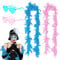 SAIIURV 4 Pcs Federboa mit Herzbrille Randlosen Sonnenbrillen, 2M Flauschige Feder Boa für Damen, Vielseitiges Federstola Federschal 20er Kostüm Karneval Halloween Partys Bastelzubehör (Blau+Rosa)