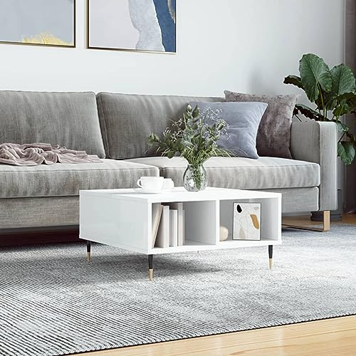 Lauuoeriau Home & Garden,Furniture-Coffee Table High Gloss White 60x60x30cm Engineered Wood