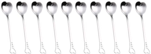 STOBAZA Edelstahl Herzform Löffel 10 Stück 5.6 Zoll Rührlöffel Für Kaffee Dessert Kuchen Tee Rostfrei Küchenbesteck Für Zuhause Und Party