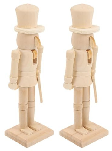 BESPORTBLE 2pcs Nutcracker Puppets Xmas Blank Nutcracker Nutcrackers Craft DIY Decorations Christmas Unpainted Nutcracker Soldier Include Mini Nutcracker Figures Small Ornament Wooden Beige