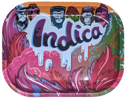 Bröselschale Metal Rolling Tray Tablett Rolltablett Drehunterlage Indica | 18 x 12,5 cm