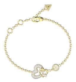 GUESS Armband Love Bites 16mm Pave Hearts Bracelet Yellow Gold goldfarben