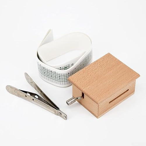 Spieluhr mit Handkurbel, 1 Packung aus Holz mit Lochstanzer und Papierbändern für kreative Hobbyisten und Macher