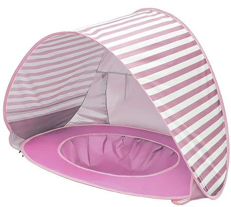 Strandmuschel Strandzelt Pop-up Strand Zelt mit trennbarer Pool UV-Schutz UPF 50+ Sun Shade Shelter für Picknick Garten Strandmuschel (Rosa)