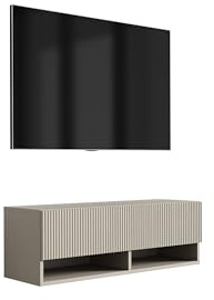 3E 3xE living.com TV-Schrank mit geriffelter Front, Kaschmir, 100 × 32 × 33,6 cm