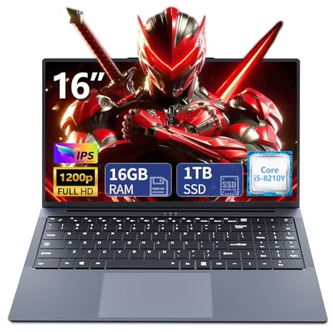 Txxren Laptop 16 inch, Core i5-8210Y Processor 16GB RAM 1TB SSD Win 11 Pro FHD 1920 * 1200 Notebook, with RJ45, Type-C, USB 3.0, Dual Band Wi-Fi, Bluetooth, Numeric Keypad Laptops Compute