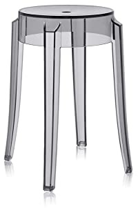Kartell Charles Ghost, Hocker Small, H. 46 cm, Fumé, 2er-Satz