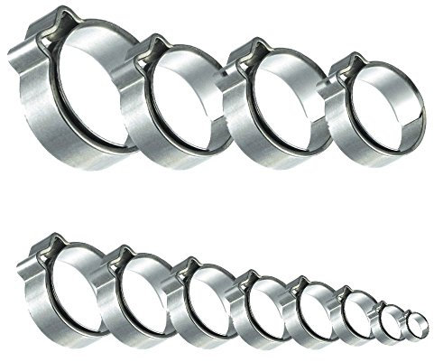 AUPROTEC Collier à 1 oreille avec bague en acier inoxydable DIN 3017 choix: 11,1-13,1 mm, 25 pièces