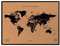 Miss Wood My World Weltkarte aus Kork, mit Holzrahmen, Schwarz, 48 x 63 x 1,5 cm