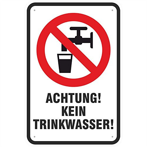 Schild Achtung kein Trinkwasser 200 x 300 mm aus Aluminium-Verbundmaterial 3mm stark