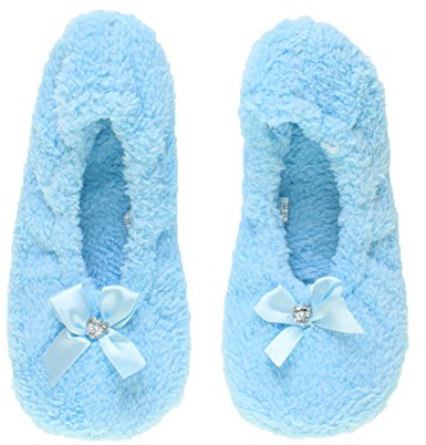 AJVANI elastic slip on novelty fleece bow slippers socks size small 3-4