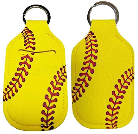 Handdesinfektionsmittel-Halter für Rucksack, Kinder, Reisegröße, Baseball-Softball-Schlüsselanhänger (Softball, 6 Stück)