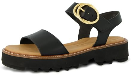 Paul Green Damen, Frauen Sandaletten | Sandalen, Classic Calf Cognac, Braun, Klettverschluss, Schnallenoptik, Damen, Schuhe
