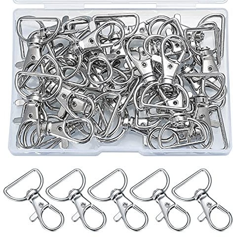 30 Stück Karabinerhaken Schlüsselanhänger, Drehverschlüsse Haken für Schlüsselringe 360° drehbar, Snap Hooks Metall für Makramee Handgemachtes Zubehör Schmuck Handtaschen Schultertaschen
