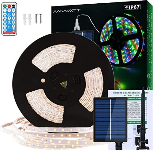 MIWATT Solar 10M LED Strip, warm white LED Streifen, LED Stripes mit 17 Tasten RF Fernbedienung, 560 LEDs, Beleuchtung von Haus, Party, Küche