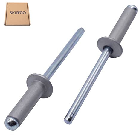 SKIR'CO Lot de 50 rivets aveugles peints, 4,0 x 12 mm, tête bombée, DIN 7337, rivets en aluminium, rivets pop (50, aluminium blanc RAL 9006)