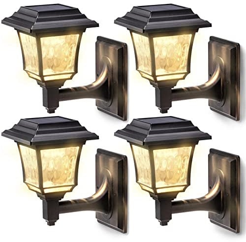 LeiDrail Solarlampen für Außen, Garten Deko Wandleuchte Aussen 2 Modi LED Solarleuchten für Außen Wasserdichte Zaun Beleuchtung für Garten Veranda 4 Stück