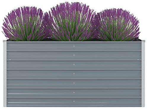 Chenshu Hochbeet, Pflanzkübel, Kräuterbeet, Hochbeete-kit, Schneckenzaun, Pflanztrog, Pflanzgefäße, Pflanzfolie Für Hochbeet,Teichbecken, 160 x 80 x 77 cm Verzinkter Stahl Grau